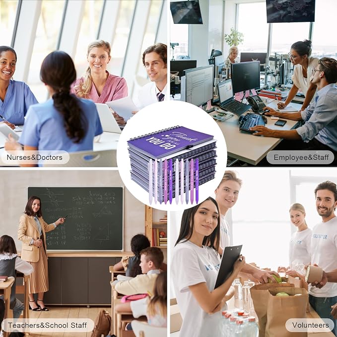 10 Sets/20 Pcs Employee Appreciation Gifts Bulk – Inspirational Notebooks with Motivational Pens, Small Notepads for Coworkers, Office Staff, Team, Volunteer, Nurse, Teachers, Housekeeping (Purple)