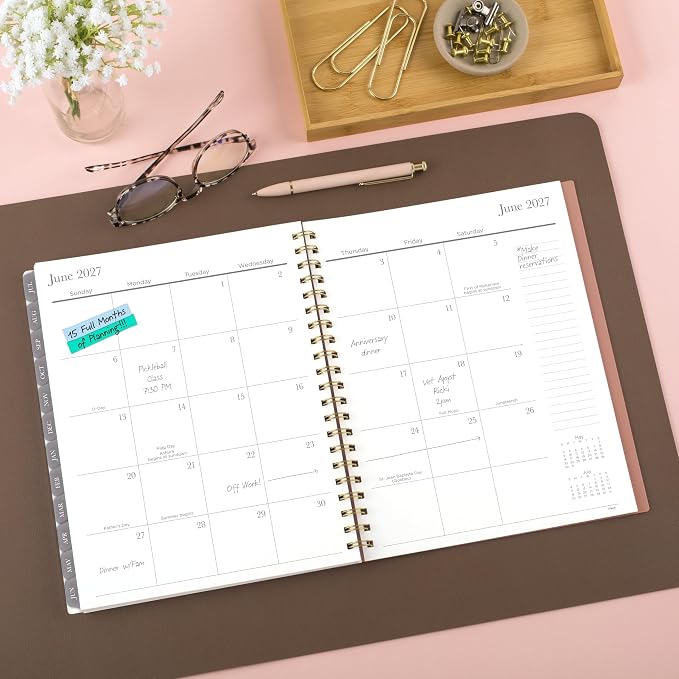 Mead Planner 2026-2027 Weekly & Monthly Academic 15-Month April-June, 8-1/2" x 11", Flower Patch (1804-905A) (Pack of 12)