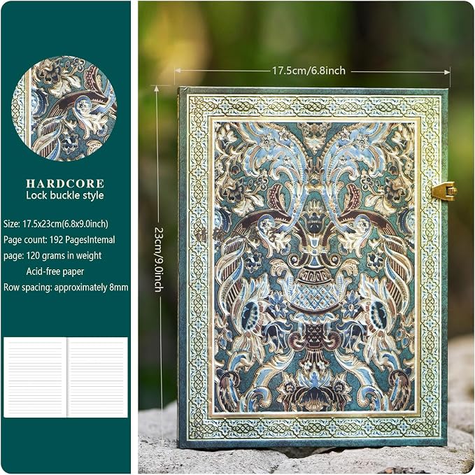 3D Hot Stamp Nocturne Blue Hardcover Journal - 192 Blank Lined Pages w/Envelope Pocket - Deep Blue & Gold Totem Design for Students, Travel Diary & Anniversary
