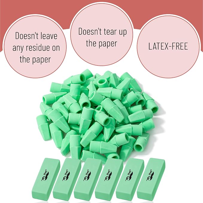 Mr. Pen- School Eraser Combination Set, 66 Pack, Green | Latex Free Erasers for School, Office, Art Sketching, Homework, Exams, Clean Smudge-Free Correction