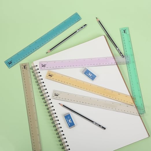 Mr. Pen- Plastic Rulers, 12 Inch, 6 Pack, Morandi Colors, Metric & Imperial | Clear Ruler Set