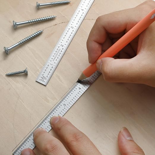 Mr. Pen- Machinist Ruler, 12 Inch, 2 Pack, Stainless Steel Imperial | Precision Measuring Tool, 1/10, 1/100, 1/32, 1/64 Inch Graduation for Engineering, Carpentry, Drafting, Office, School