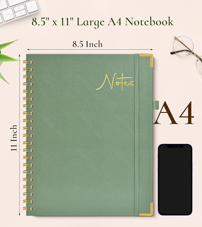 Hardcover Spiral Notebook Journal 8.5” x 11”, A4 Large Cute Notebooks for Women Men, Lined College Ruled Notebook, 100 GSM Paper, Spiral Bound Journals for Work School Note Taking Business, Seaside Sunset