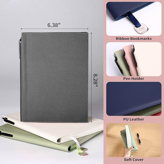 Lined Journal Notebook for Women A5 Softcover PU Leather Journals for Writing 160 Pages Daily Journaling College Ruled Notebooks for Work School Note Taking 6.38'' X 8.28''