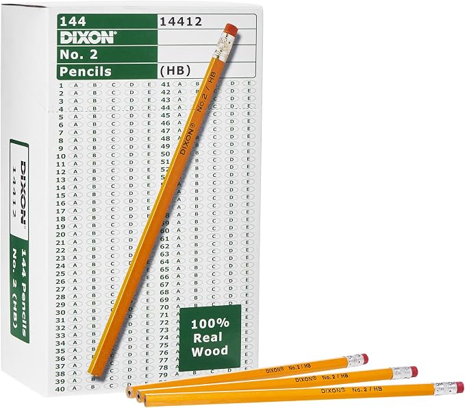 Dixon No. 2 Yellow Pencils, Wood-Cased, Black Core, #2 HB Soft, Boxed (14412) (Pack of 20, 2880 Count Total)