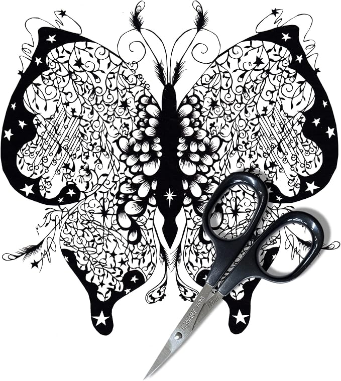 CANARY Small Precision Scissors - 4" with One Extra Pointed Tip, Mini Scissors for Paper Cutting, Paper Crafts, Kirie Art, Made in Japan