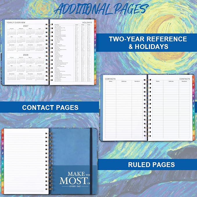 2027 Planner – Weekly ＆ Monthly Planner 2027, Jan.2027 - Dec.2027, 6.4" x 8.5", 2027 Calendar Planner with Tabs, Hardcover, Strong Binding, Thick Paper, Back Pocket, Elastic Closure, Inner Pocket