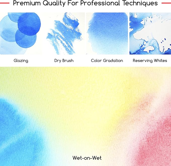 MEEDEN Professional Watercolor Paint Set: 24 Colors Semi-Moist Watercolor Set - High Saturation Art Supplies for Painting Adults Artists Pros