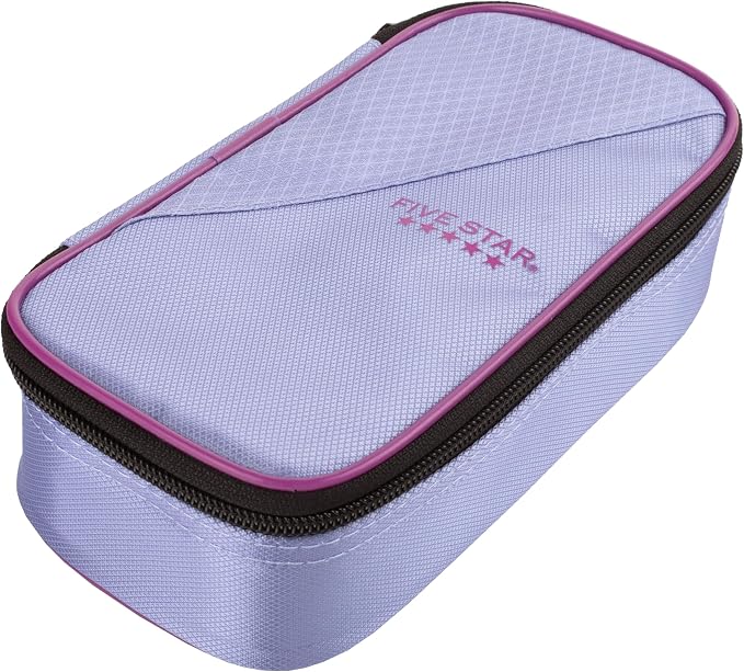 Five Star Pencil Pouch, Pen Case, High-Capacity Zipper Pouch, Storage Organizer for School Supplies Earbuds Chargers Cables Makeup, Lilac/Berry (500211F-ECM)