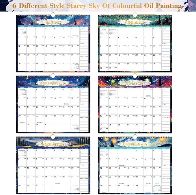 Calendar 2026-2027 - Wall Calendar 26-27, Jul 2026 - Dec 2027, 15" x 11.5" | 2026-2027 Monthly Wall Calendar, 18 Months Calendar, Large with Hook, Perfect for Organizing, For Home, Office And Classroom