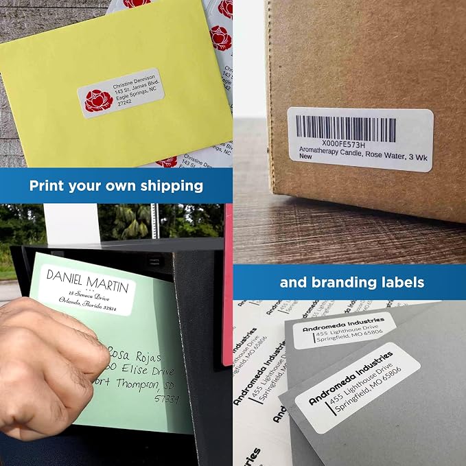 OnlineLabels 2.625" x 1" Address Labels - White Matte - 500 Sheets | Permanent Adhesive, Blank Rectangle Labels, Inkjet & Laser Compatible, Ideal for Address, Shipping, & Barcodes