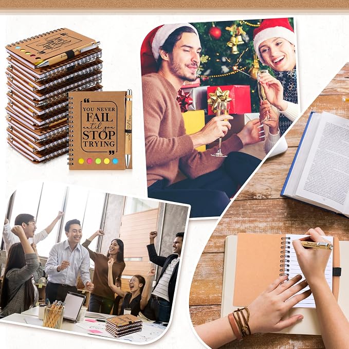 Tenceur 50 Sets Inspirational Spiral Notebooks with Sticky Note Pen Bulk, Back to School Employee Appreciation Gifts for Teacher Motivational Journals Thank You Gifts for Students Team Coworkers