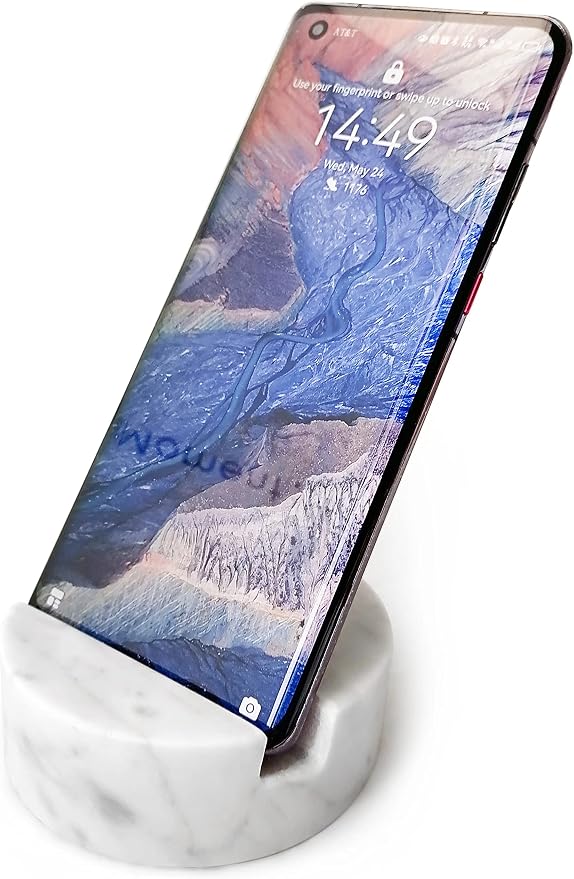 fashciaga Luxurious Marble Cell Phone Stand Holder for Cellphone Tablet On Desk, Countertop, Table, Nightstand. Heavy Real Stone Mobile Phone Stands (Solid)
