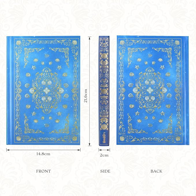 Hardcover Lined Journal - 224 Pages 100GSM Thick A5 Notebook with Gilded Edges & Gold Foil, Celestial Ocean Shells Mystic Diary for Women, Dream Journal