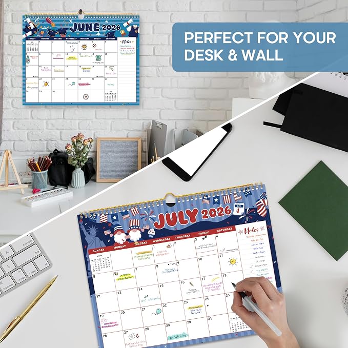 Calendar 2026-2027, 21-Month Wall Calendar Runs Until Jun 2027, 11.5" x 14.7",Large Monthly Calendar with Twin-Wire Binding, Perfect for Home or Office -Watercolor Festival