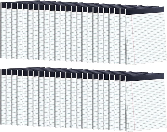 Oleitodh 48 Pack Legal Pads 8.5 x 11 White Wide Ruled Writing Pads Bulk | 30 Sheets Each, Thick Paper, Easy Tear Pages, Smooth Writing, Office, School, Home, Work, Daily Notes