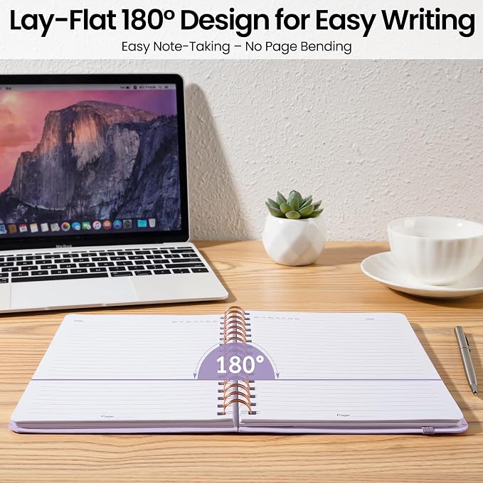 CICPAP Lined Spiral Journal Notebook, A5 College Ruled Notebook for Journaling, Note-Taking, and Daily Planning, Durable Hardcover with an Elegant Design, Light Purple