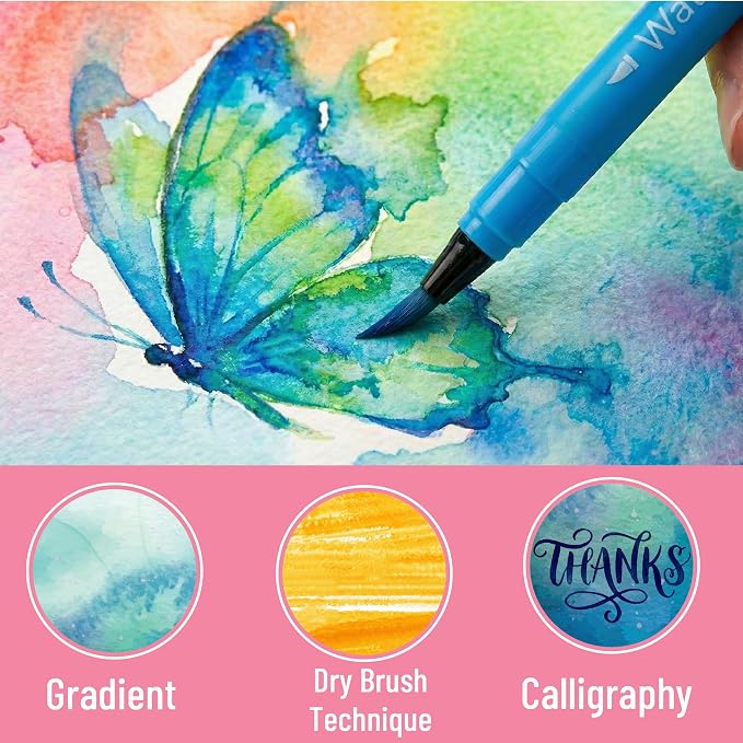 Mr. Pen- Watercolor Brush Pens, 36 Pack, Blendable Art Markers | Non-Toxic, Smooth Color Pens for Calligraphy, Coloring, Pros & Beginners