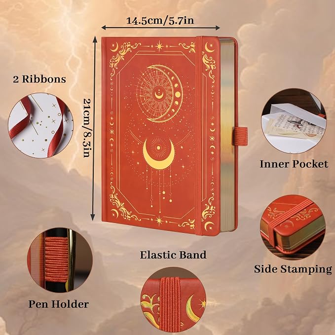 TIEFOSSI Lined Journal for Women Men, Vintage Notebooks with Bookmarks, Hardcover A5 College Ruled Notebook 316 Numbered Pages for Writing, Daily Journal for Work School, Note Taking | Vintage Diary with Bookmark, Hardcover A5 College Ruled Notebook 31...