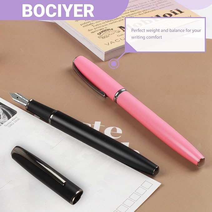 Super Smooth Writing Fountain Pen Set,Includes 2 Hand Polished Iridium Nibs(Fine & Extra Fine),8 Ink Cartridges,2 Ink Refill Converter and Gift Box,Best Pen Gift Set for School,Office(Purple)