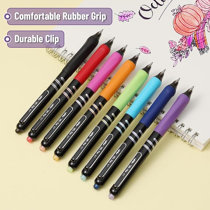 Mr. Pen- Retractable Gel Pens, 8 Pack, 0.7mm Fine Point Colorful Ink | Fast-Dry & Smooth Writing Pens for Note-Taking, Journaling, Office, School & Everyday Use