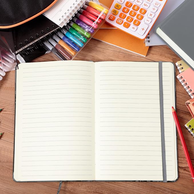Honoson 20 Pack A5 Lined Journal Notebooks Hardcover Executive Notebook 5.5" x 8.3" PU Leather Wide Ruled Journals Bulk 160 Pages for Back to School Supplies Office Business Home (Gray)