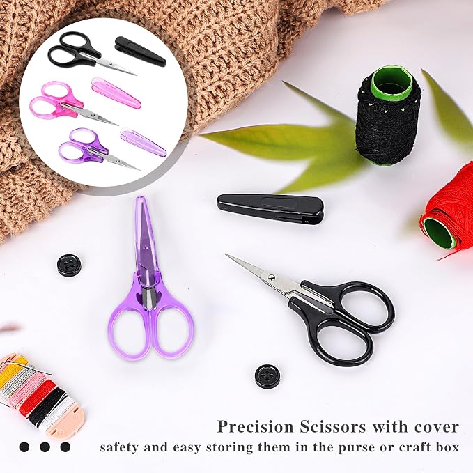3Pcs Mini Detail CSmall Scissors All Purpose Craft Scissors Stainless Steel Scissors with Protective Cover Precision Straight Fine Tips Design for Paper Cutting,Scrapbooking