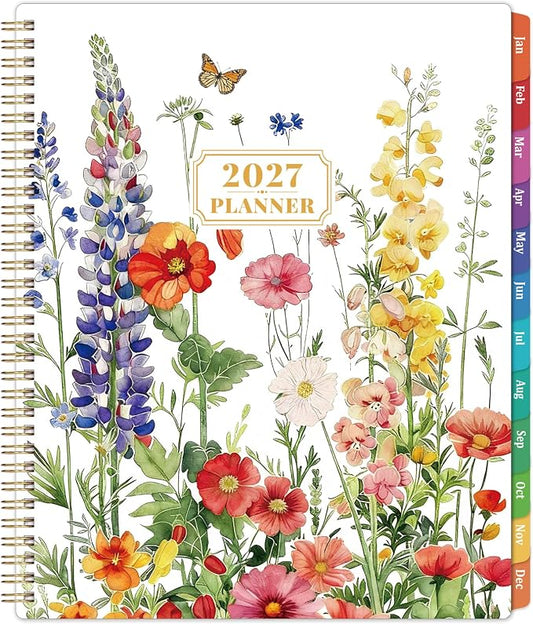 2027 Planner- 2027 Planner Weekly and Monthly, Jan.2027 - Dec.2027, 9"×11", Weekly & Monthly Planner 2027, 2027 Calendar Planner with Colorful Tabs + Twin-Wire Binding + Back Pocket + Premium Thick Paper