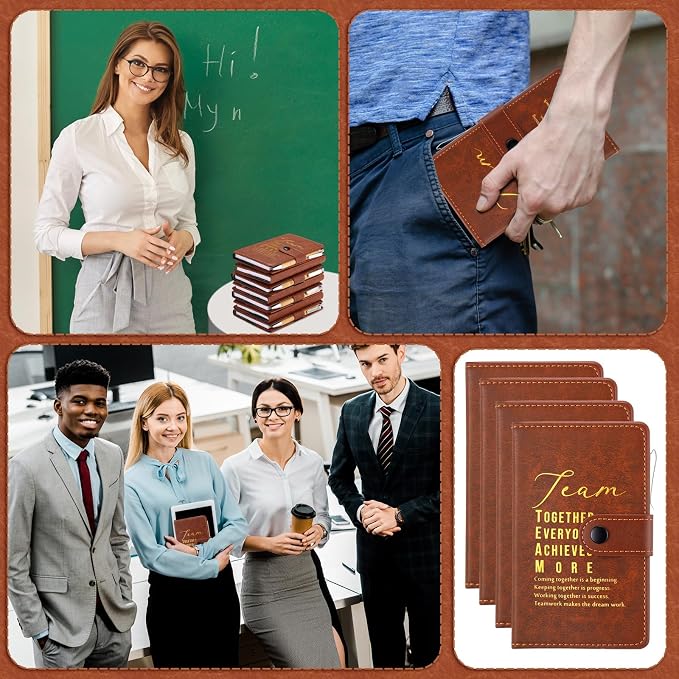 Honoson 12 Sets Back to School Gift for Teacher Bulk Inspirational A5 Leather Team Journal Motivational Notebooks Pen Thank You Gifts for Team Employee Nurse Coworker Staff Housekeeping Week