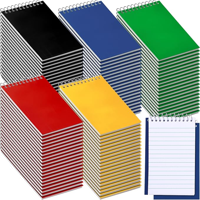 Teling 100 Pcs Pocket Notebooks Bulk Small Spiral Memo Pads 3x5'' Note Pads | Mini Notepad, Back to School Supplies, Top Spiral Tiny Note Pad with Lined, Mini Journal for Office Nurse Work, 75 Sheet
