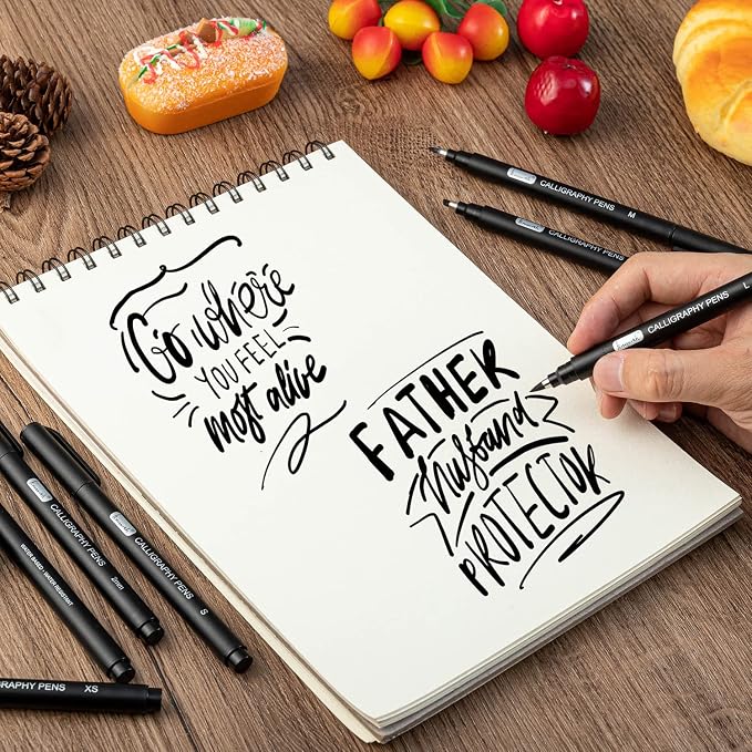 Brusarth Calligraphy Pens,8 Size Calligraphy Pens for Writing,Brush Pens Calligraphy Set for Beginners, Hand Lettering Pens