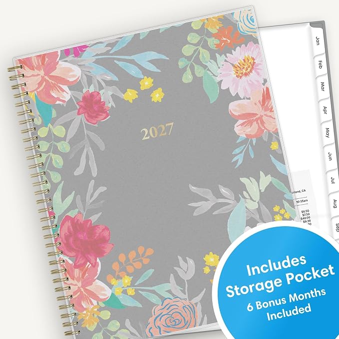 Blue Sky 2027 Weekly & Monthly Planner Calendar, 8.5"x11", Sophie | January 2027 - December 2027, Flexible Cover, Durable Twin Wire Binding, Laminated Tabs, Storage Pocket