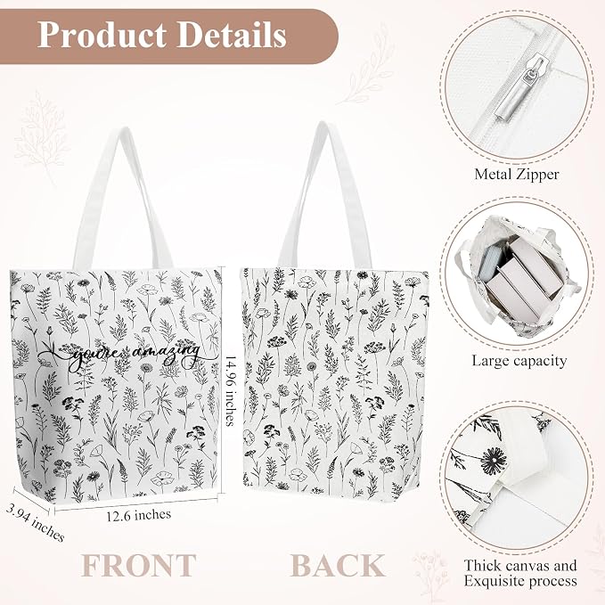14 Pcs Inspirational Journal Kit for Women Aesthetic A6 Leather Journal Notebook Glass Cup Canvas Tote Bag Motivational Pen Stationery Set for Vbs Sunday School Teacher Back to School(White)