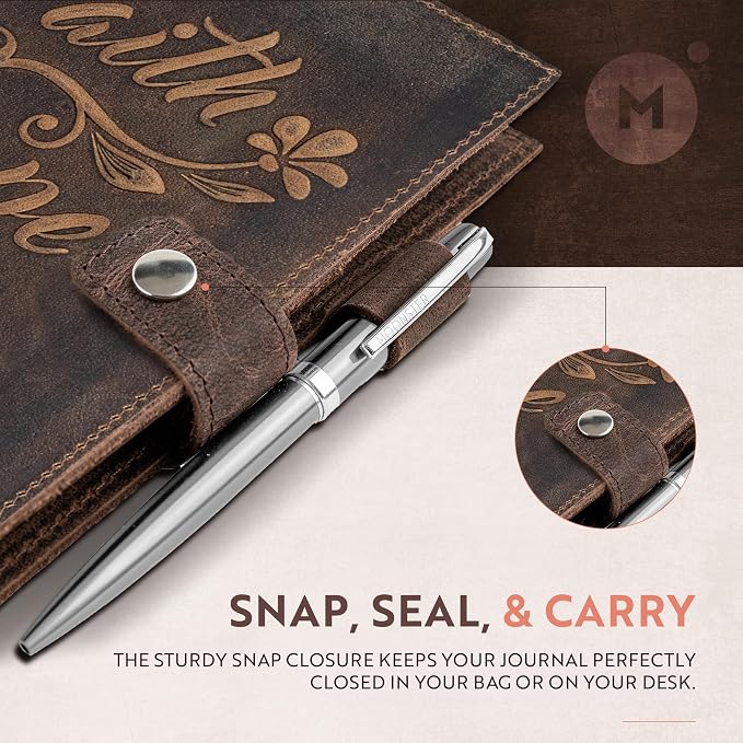 moonster Leather Journal Refillable Notebook – Vintage Handmade Leather Bound Journal for Women and Men, Classic Leather Notebook with Pen for Writing, Travel, Bible Notes – Premium Journal Notebook