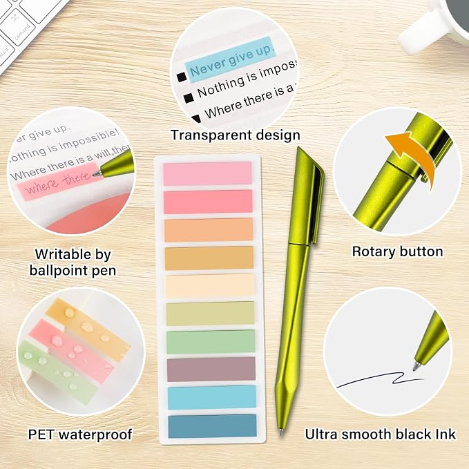A5 Lined Journal Notebook Set with Pen & Sticky Notes, Hardcover Ruled Notebook 200 Pages Thick Paper, College Ruled Journal for Work Office School, 5.7 x 8.3 in, Green