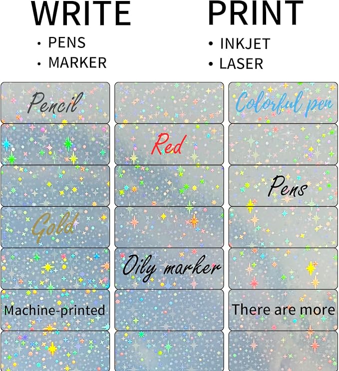 1" x 2-5/8" Address Labels- Holographic Color Stickers for Laser/Inkjet Printer mailing Labels 8.5"×11"- Holographic Star- 20 Sheet