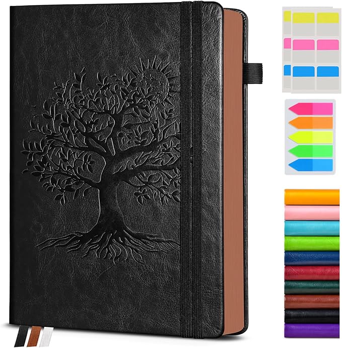 PAIBAS Vintage Leather Journal with 300 Numbered Pages,B5 Lined Journal for Men Women,Daily Journals for Writing,College Ruled Notebook for Work,School,Note taking,Travel Diary,Large (7" x 10")