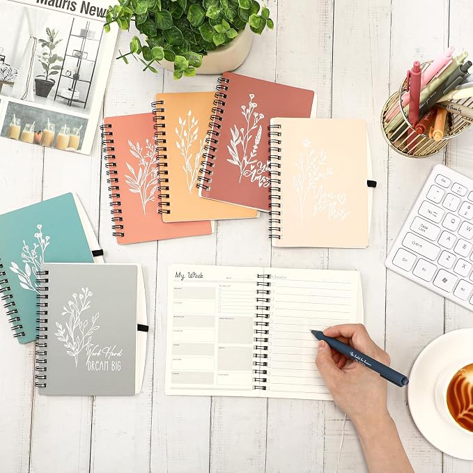 Resurhang 40 Pcs 20 Sets Inspirational Small Spiral Notebooks Pens, Morandi | Back to School Gifts for Teacher Students, Employee Appreciation Gifts Bulk, Mini Flower Pocket Journals, for Office Staff