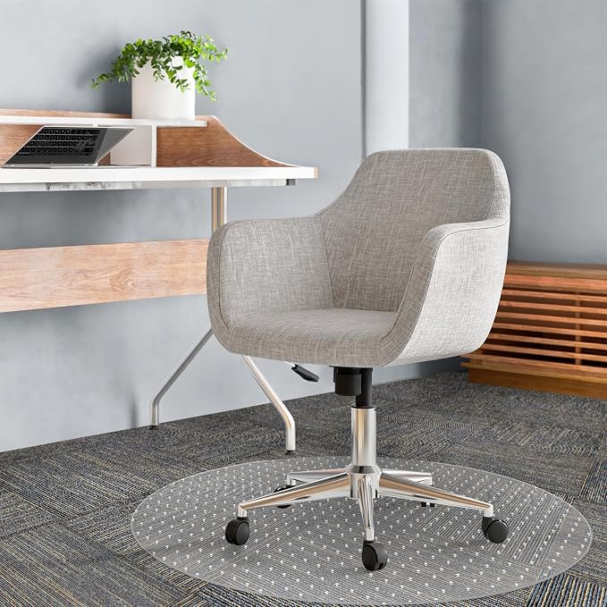 Office Chair Mat Carpet Protector: 36" x 36" Plastic Heavy Duty Computer Desk Mats with Lip for Low Flat and No Pile Carpeted Floor - Clear Rug Pad for Rolling Chairs Office Work Home Gaming Round
