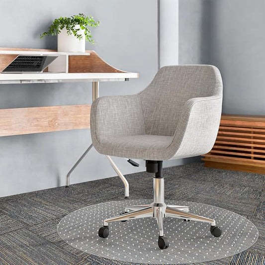 Office Chair Mat Carpet Protector: 36" x 36" Plastic Heavy Duty Computer Desk Mats with Lip for Low Flat and No Pile Carpeted Floor - Clear Rug Pad for Rolling Chairs Office Work Home Gaming Round