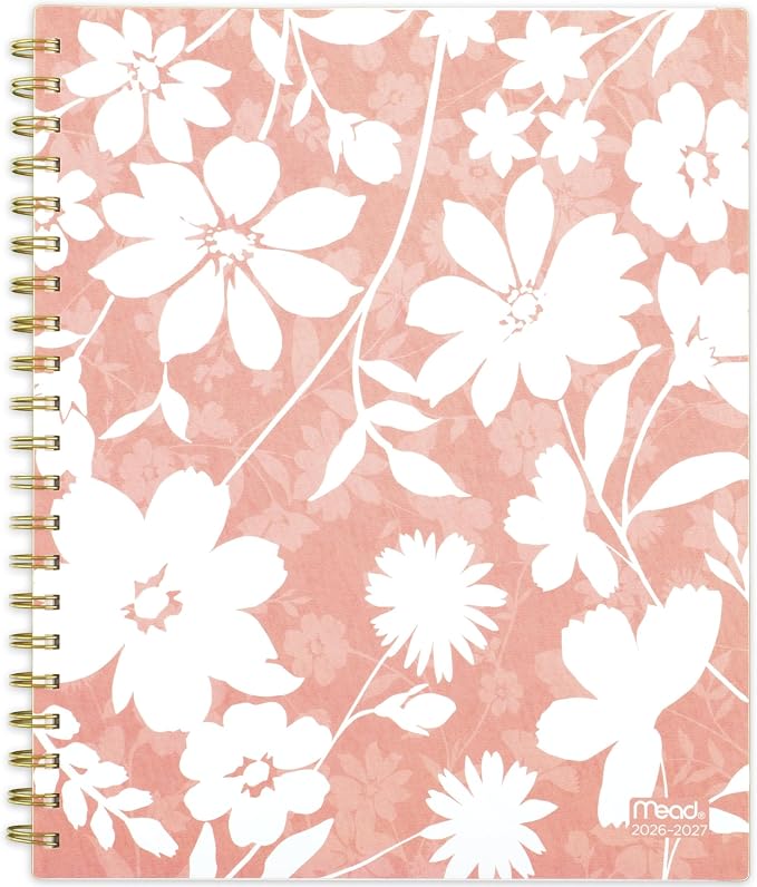 Mead Planner 2026-2027 Weekly & Monthly Academic 15-Month April-June, 8-1/2" x 11", Flower Patch (1804-905A) (Pack of 12)