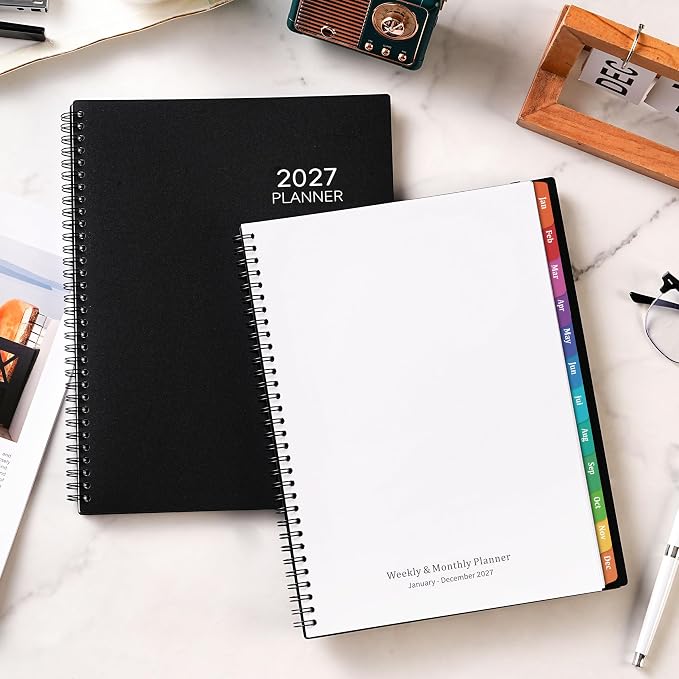 2027 Planner-2027 Weekly and Monthly Planner, 9" x 11", Jan. 2027-Dec. 2027 | Storage Pocket, Daily Agenda Book, College Organizer Notebook, Teacher Student Planning Book with Tabs, Enterprise