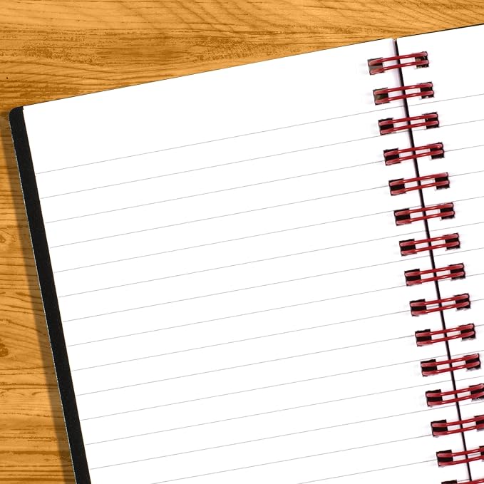 Black n' Red Notebook, Business Journal, 5-5/8" x 3-3/4", 70 Sheets, Ruled, Optik Paper, Scribzee App, Flexible Poly Cover, Wirebound, Black (F67010)