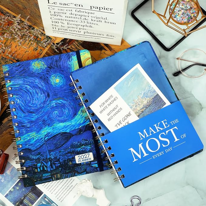 2027 Planner – Weekly ＆ Monthly Planner 2027, Jan.2027 - Dec.2027, 6.4" x 8.5", 2027 Calendar Planner with Tabs, Hardcover, Strong Binding, Thick Paper, Back Pocket, Elastic Closure, Inner Pocket
