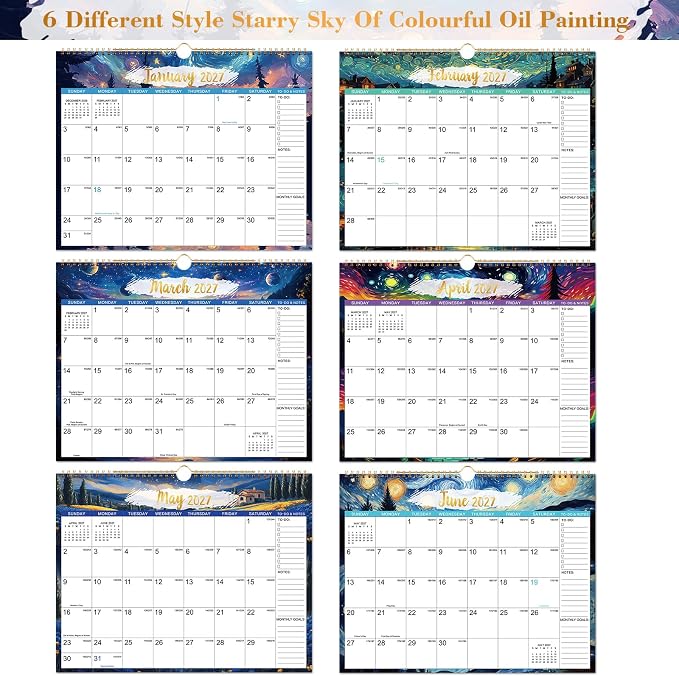 2027 Calendar - 2027 Wall Calendar, January 2027 - December 2027, 2027 Monthly Wall Calendar, 15" x 11.5", 12 Months Calendar, Large with Hook, Perfect for Organizing, For Home, Office And Classroom