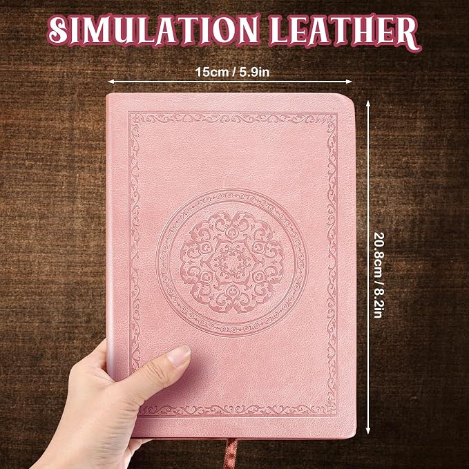 Fetinar 2026 Leather Vintage Journal Notebook,300 Pages,Leather Softcover Lined Journal Notebooks for Women Men,Notebook Journals for Writing Travel,Business,Office,Rose Gold Pink