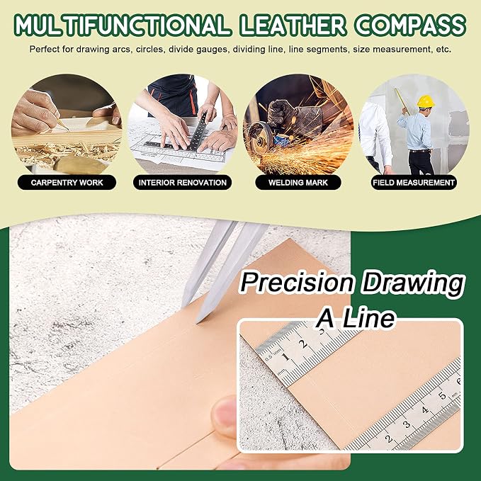 Keadic 3 Pcs Spring Wing Divider, 4'' 6'' 8'' Adjustable Lockable Steel Divider Wing Leather Compass Professional Metal Compass Set Spring Caliper Leg Divider for Leather Work, Geometry Drawing