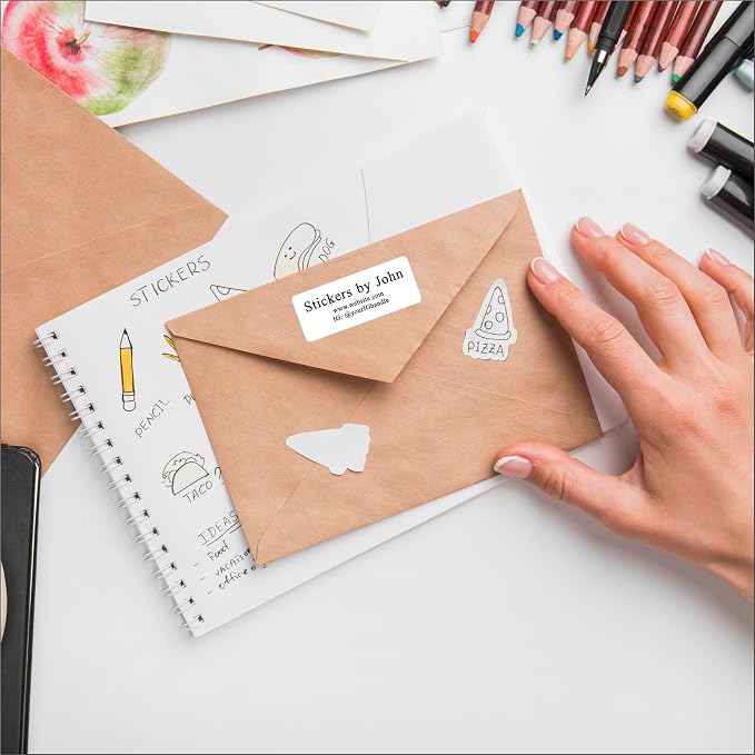 Personalized White Address Labels for Wedding or Business – Custom Return Address Stickers for Envelopes, Mailing & Shipping Packages – Bulk Business Mailing Labels by PrettySweetParty (Serif Font)