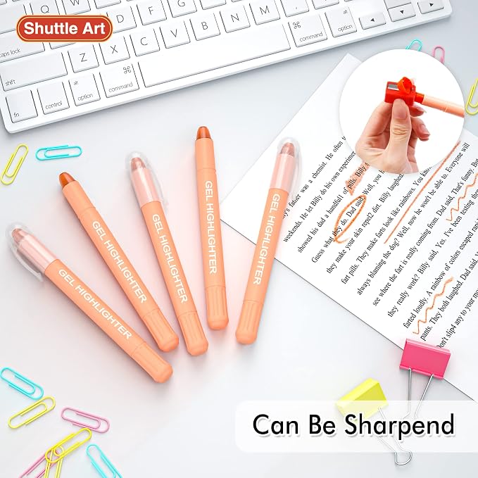 Shuttle Art 5 Pack Orange Gel Highlighters,Bible Highlighters,No Bleed Through, Bible Journaling Supplies,Great for Journaling, Highlighting and Studying