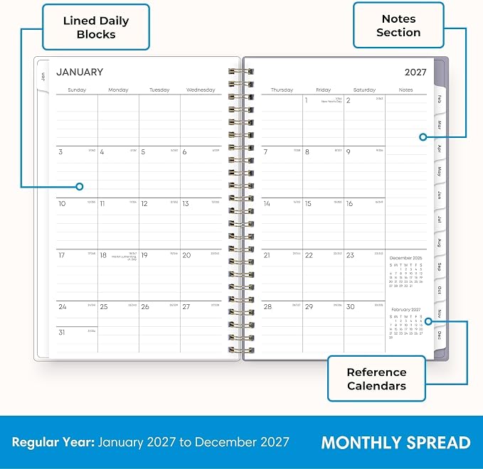Blue Sky 2027 Weekly & Monthly Planner Calendar, 5"x8", Tula | January 2027 - December 2027, Flexible Frosted Cover, Durable Twin Wire Binding, Laminated Tabs